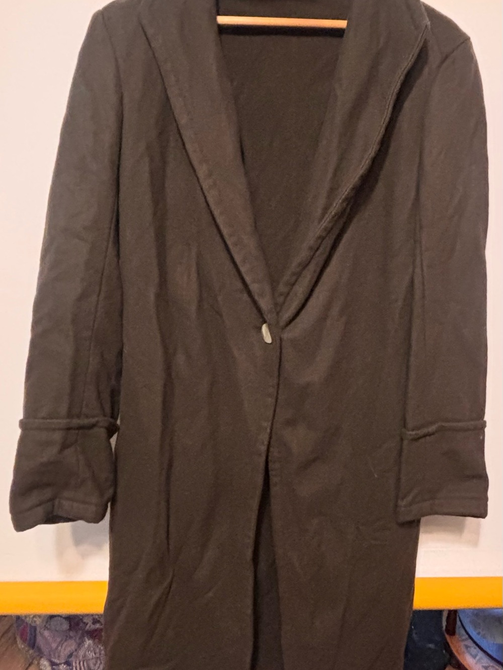 Women’s Dark Olive Long Coat - Classic Single-Button Overcoat